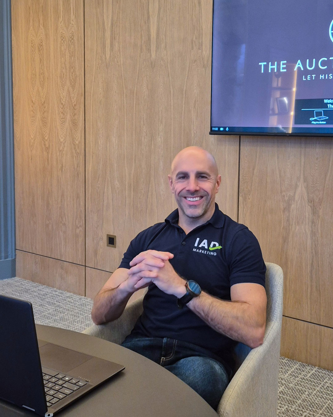 Dario working at laptop